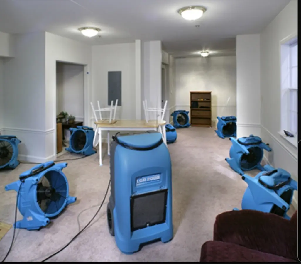 Air movers and dehumidifier setup for Water Extraction & Removal in Pleasantville